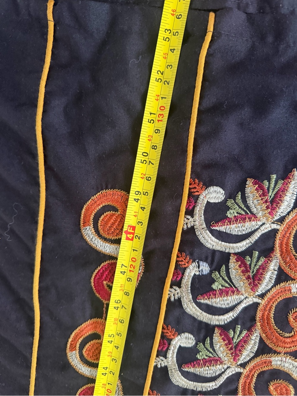 Galabiya kaftan Embroidered Black Maxi Dress with Red & Gold Accents - Picture 7 of 7